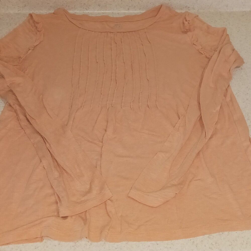 Aerie Real Soft Pintuck Long Sleeve Top Peach Women’s Size S